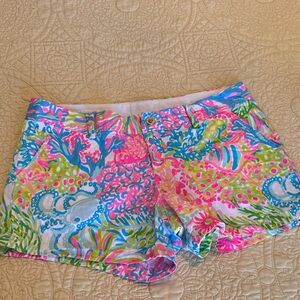Lilly Pulitzer Vibrant Pink and Green Lily Pulitzer Callahan Shorts